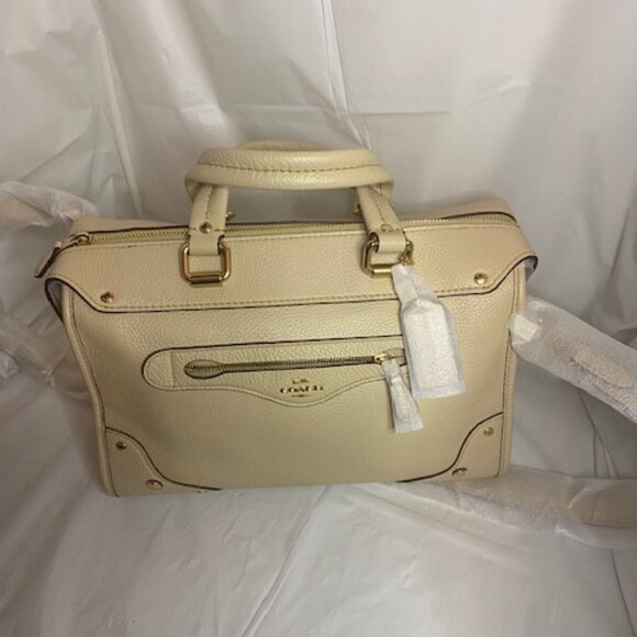 Coach Millie Pebbled Leather Satchel Bag in Ivory (NEW) - Picture 4 of 10